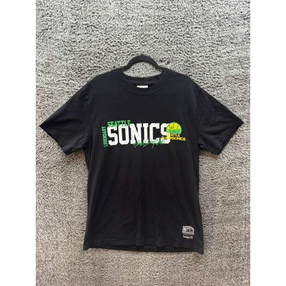 Seattle‎ Super Sonics Hardwood Classics Home Team T-Shirt Black Mens Size L